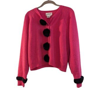Vintage 80s Interin Wool Blend Cardigan Hot Pink